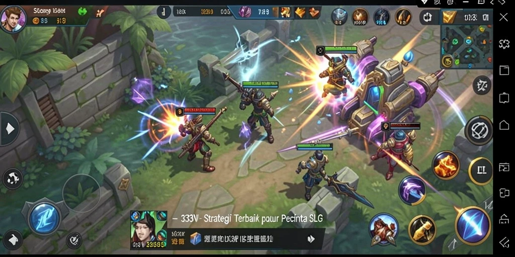 Screenshot menunjukkan pertarungan epik dalam 333V dengan grafis menarik.