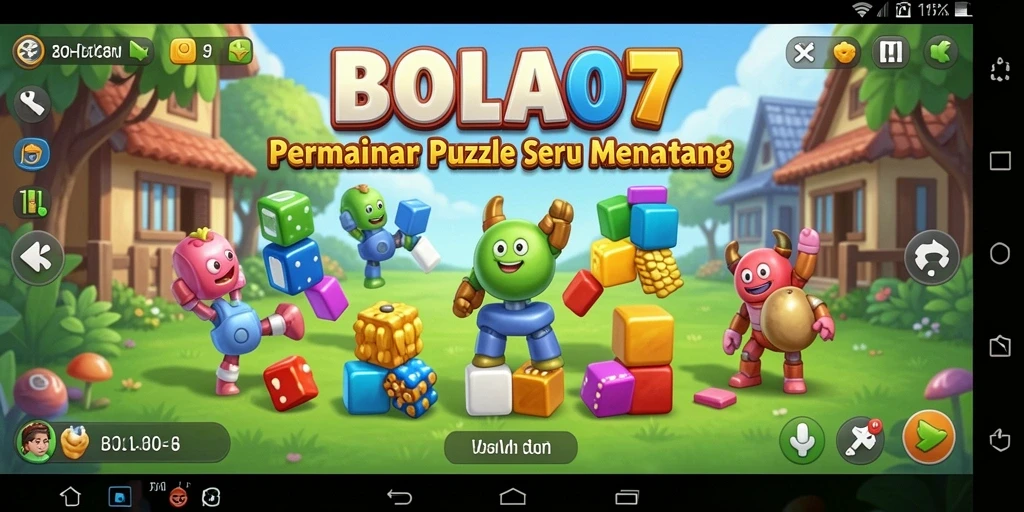 Tampilan gameplay BOLA07 yang menarik dengan desain puzzle warna-warni.