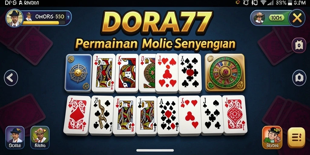 Screenshot gameplay DORA77 menampilkan suasana permainan Domino yang seru.