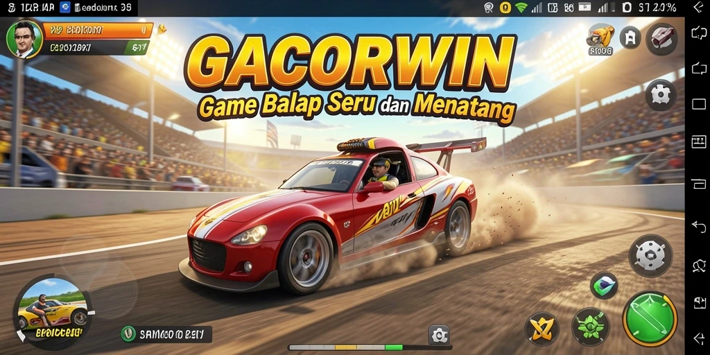 Tampilan gameplay seru dalam balap GACORWIN dengan mobil cepat.