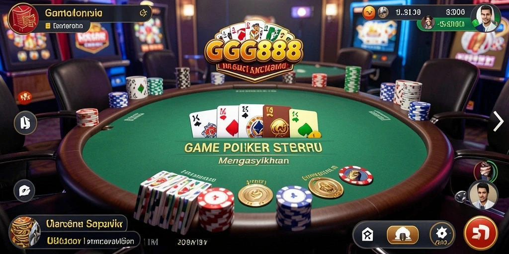 Tampilan gameplay menarik dari GGG888 menunjukkan aksi Poker yang mendebarkan.