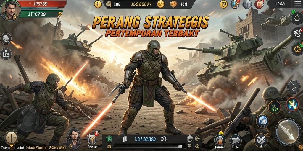 Tangkapan layar utama JP6789 menunjukkan aksi pertempuran yang mendebarkan.
