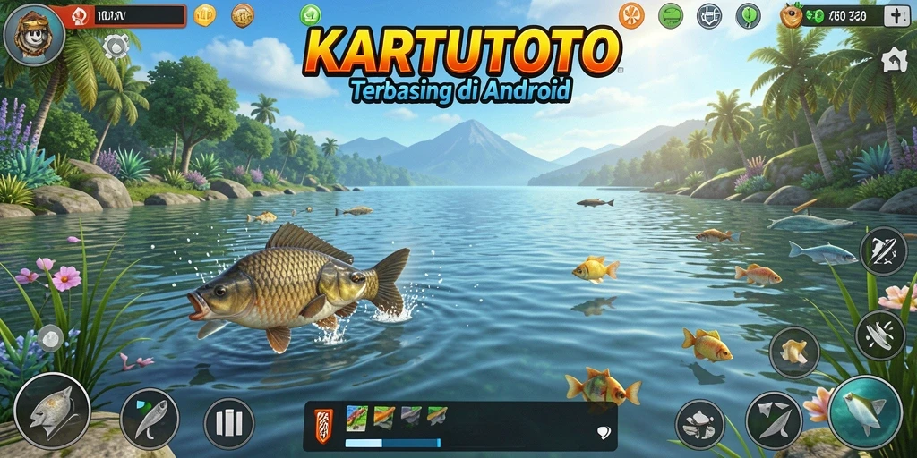 Tampilan gameplay KARTUTOTO dengan momen memancing yang menegangkan.