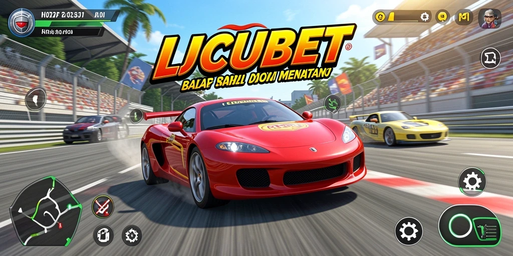 Tampilan gameplay seru dalam balapan mobil LUCUBET.