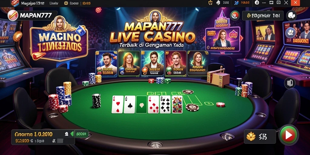 Screenshot gameplay MAPAN777 dengan dealer Live Casino profesional.