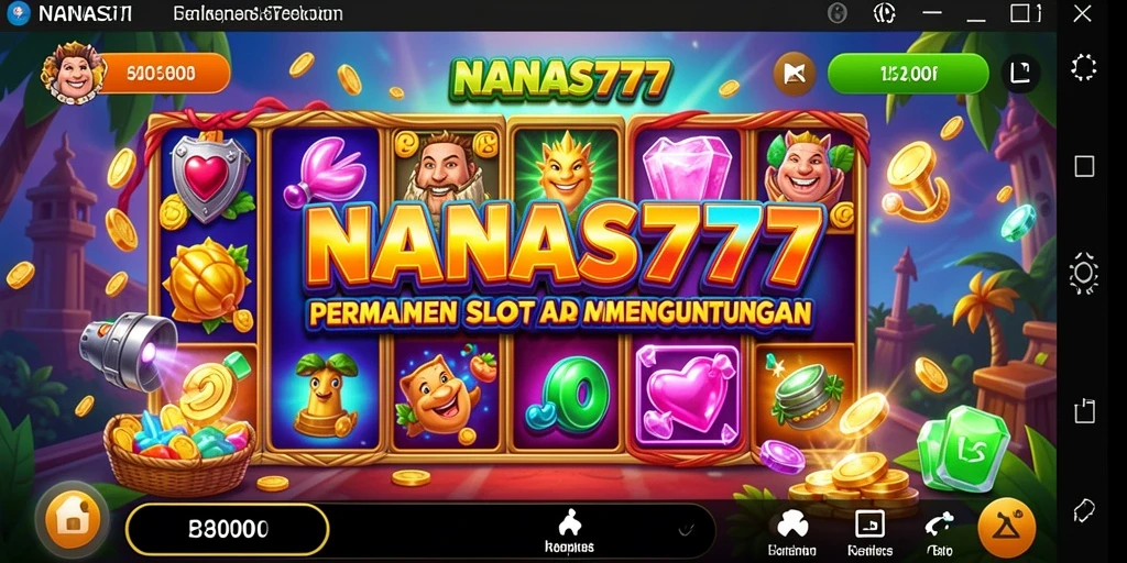 Tampilan gameplay seru NANAS777 dengan gulungan slot yang berputar.