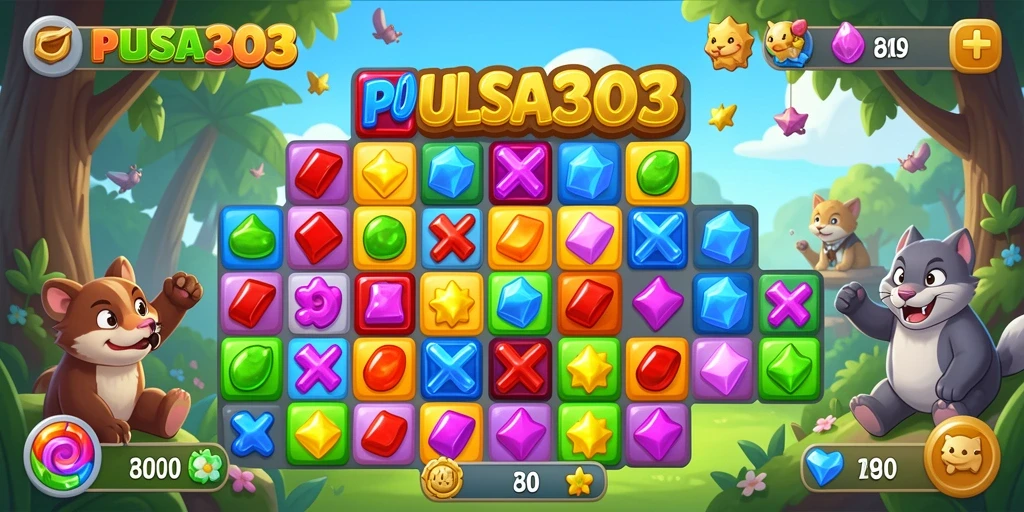 Screenshot PULSA303 yang menunjukkan gameplay seru Match-3.