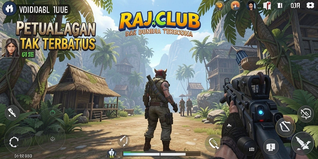 Screenshot gameplay RAJACLUB yang menggambarkan dunia terbuka yang indah.